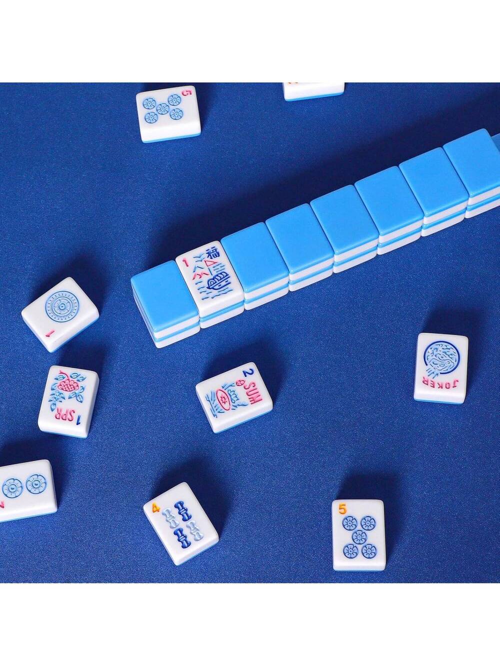 American Mahjong Tiles Set - 166pcs Blue Melamine Tiles, 1.2” Standard Size - Picture 10 of 11